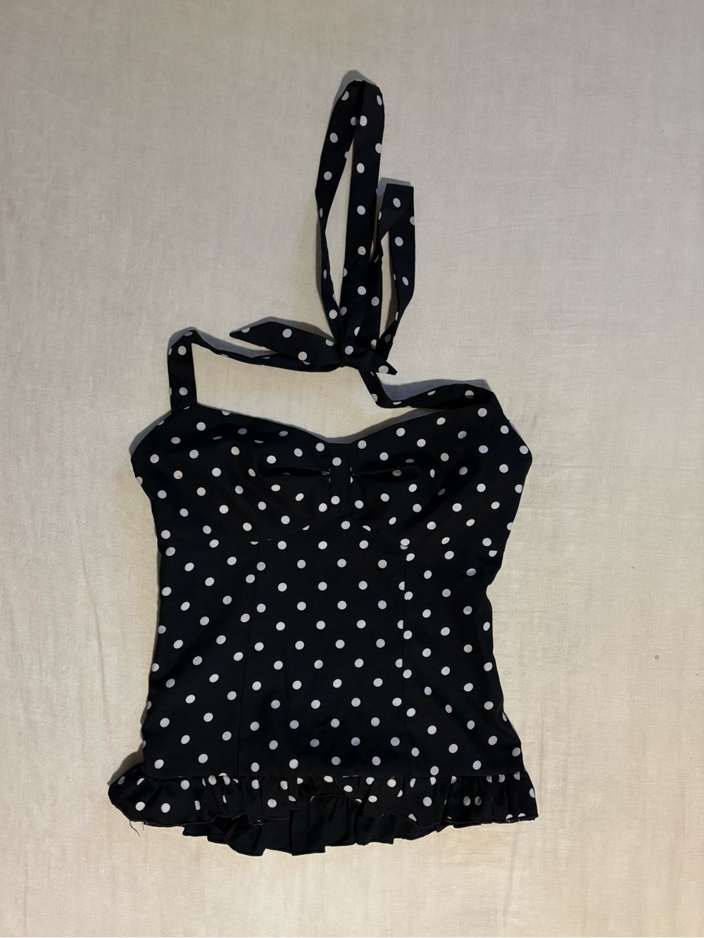 Girls Black and White Polka Dot Halter Top